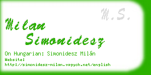 milan simonidesz business card